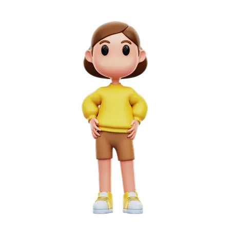 Woman Looking Confidence  3D Illustration
