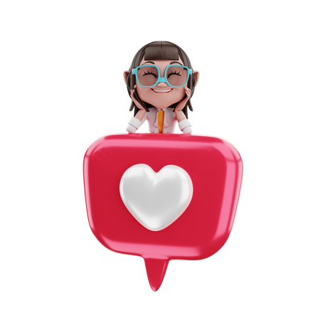 Woman looking up love  3D Icon