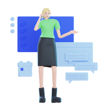 Woman Making a Phone Call  3D Illustration