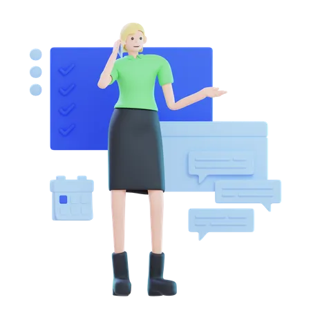 Woman Making a Phone Call  3D Illustration