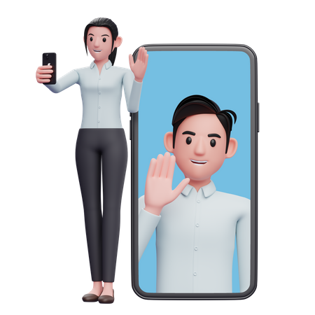 Woman making a video call with colleagues 3D Illustration