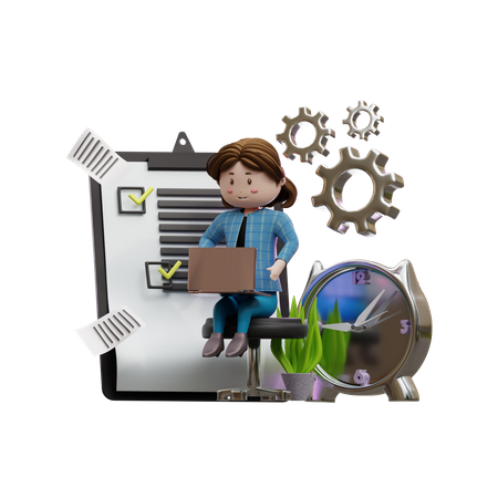 Woman Making Agenda  3D Icon