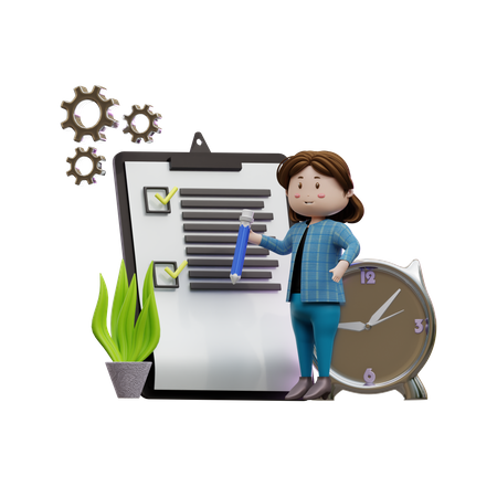 Woman Making Schedule  3D Icon
