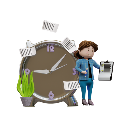 Woman Making Task Deadline  3D Icon