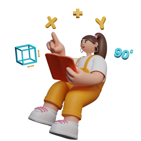 Woman Math Learning  3D Illustration