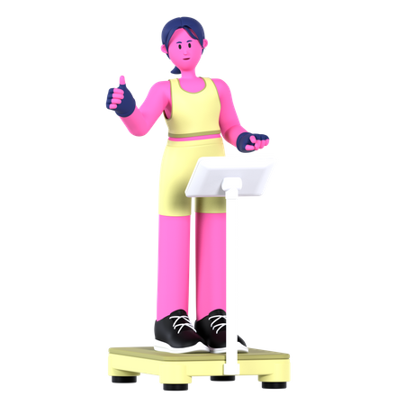 Woman on Weight Scale  3D Illustration