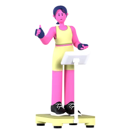 Woman on Weight Scale  3D Illustration