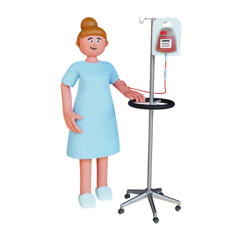 3 D Rendering Patient Character With Infusion 3D Illustration