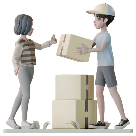 Woman Paying Cash On Delivery  3D Illustration