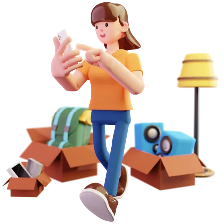 Woman planning for Travel  3D Illustration