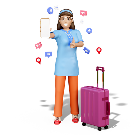 Woman planning for Travel  3D Illustration