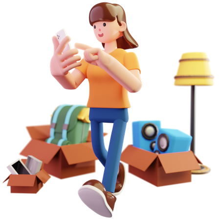Woman planning for Travel 3D Illustration