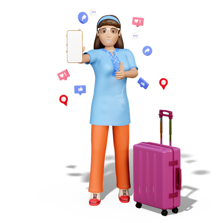 Woman planning for Travel 3D Illustration