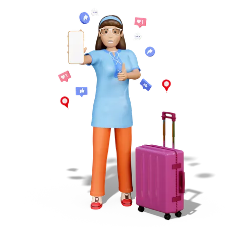 Woman planning for Travel  3D Illustration