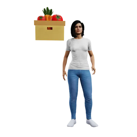 Woman Plans Her Diet  3D Illustration