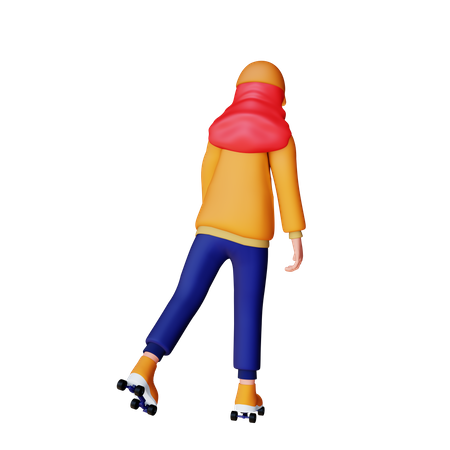 Woman Playing Roller Skates  3D Illustration