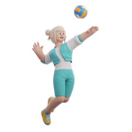 Woman Playing Volleyball  3D Illustration