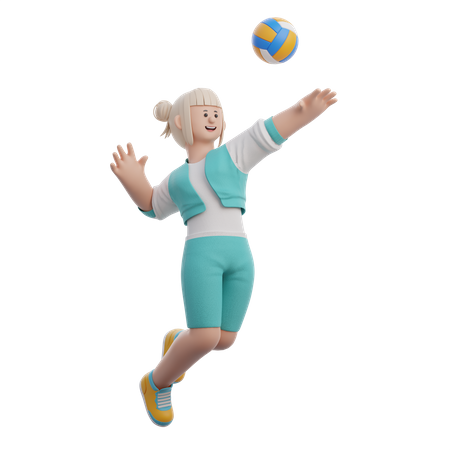 Woman Playing Volleyball 3D Illustration
