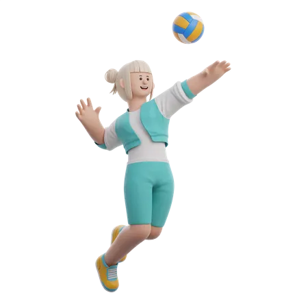 Woman Playing Volleyball  3D Illustration
