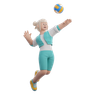 3d playing volleyball logo