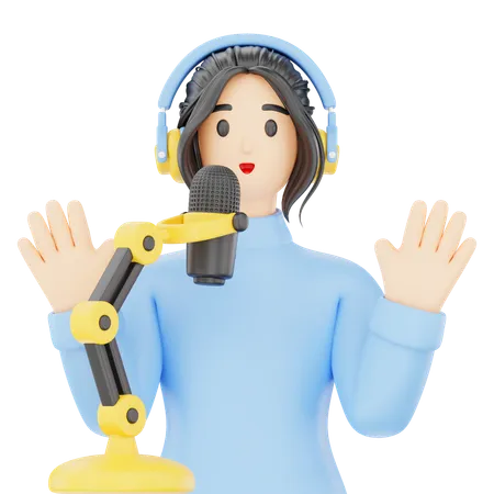 Woman Podcaster  3D Icon