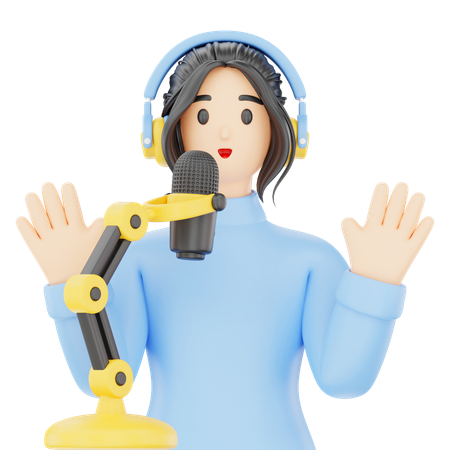 Woman Podcaster  3D Icon