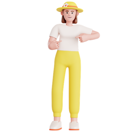 Woman Pointing  3D Icon