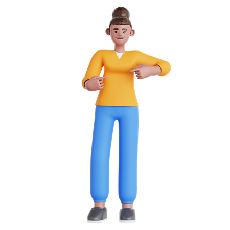 Woman Pointing  3D Illustration