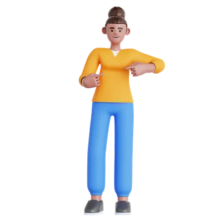 Woman Pointing  3D Illustration