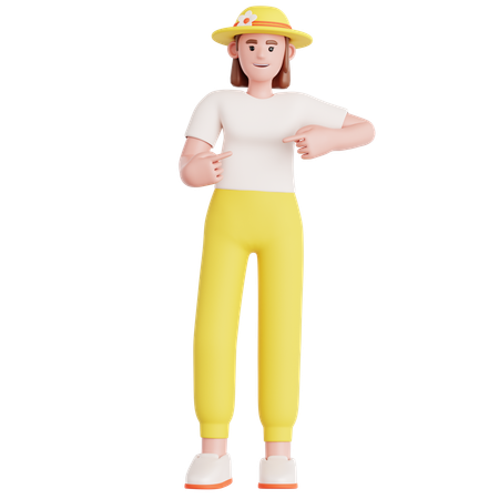 Woman Pointing  3D Illustration