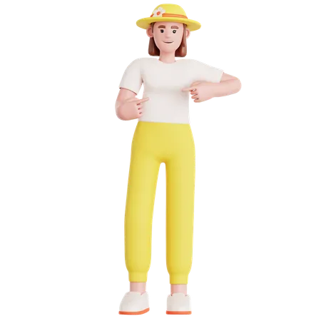 Woman Pointing  3D Illustration