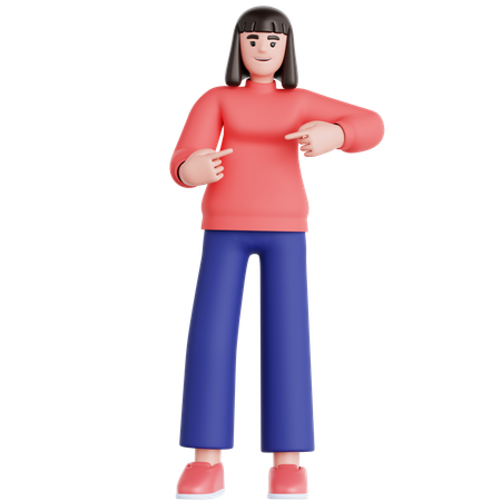 Woman Pointing  3D Illustration