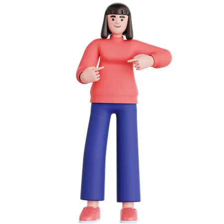 Woman Pointing  3D Illustration