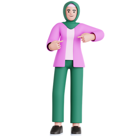 Woman Pointing  3D Illustration