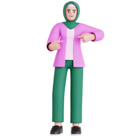 Woman Pointing  3D Illustration