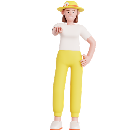 Woman Pointing at you  3D Icon