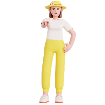 Woman Pointing at you  3D Illustration