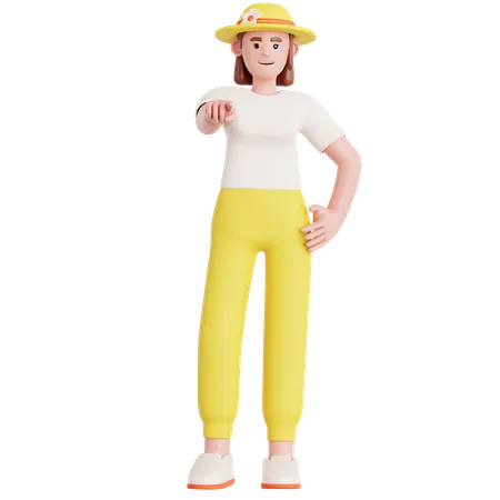 Woman Pointing at you  3D Illustration