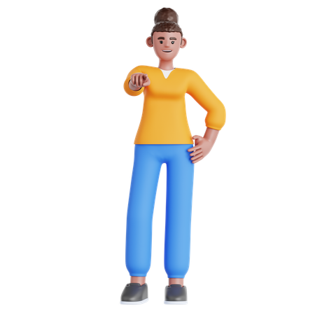 Woman Pointing at you  3D Illustration