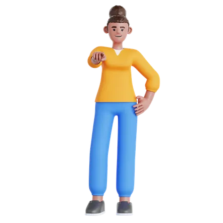 Woman Pointing at you  3D Illustration