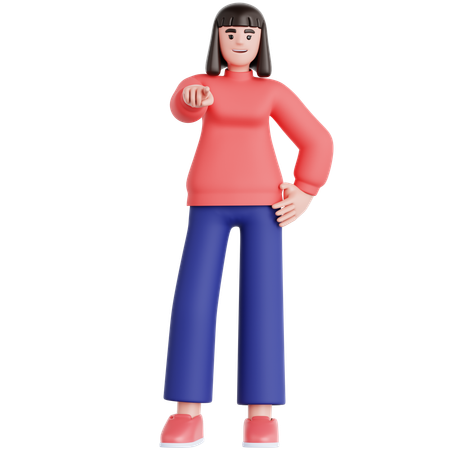 Woman Pointing at you  3D Illustration