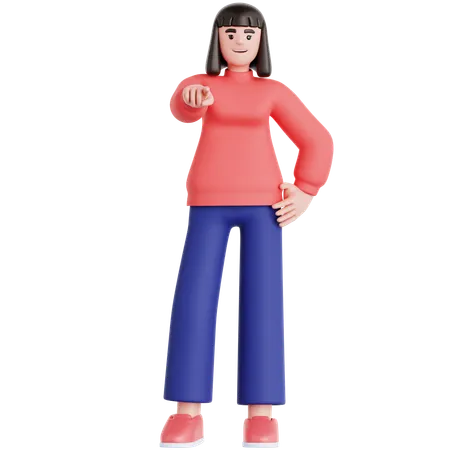 Woman Pointing at you  3D Illustration