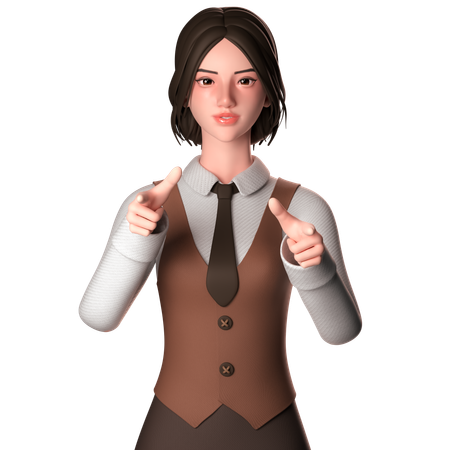 Woman Pointing Forward  3D Illustration