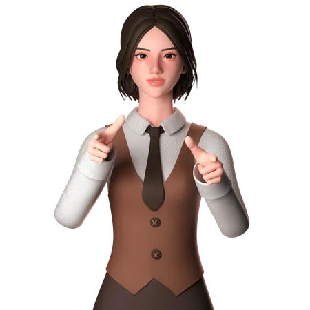 Woman Pointing Forward  3D Illustration