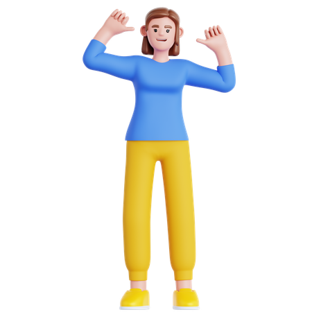 Woman Pointing Himself  3D Illustration