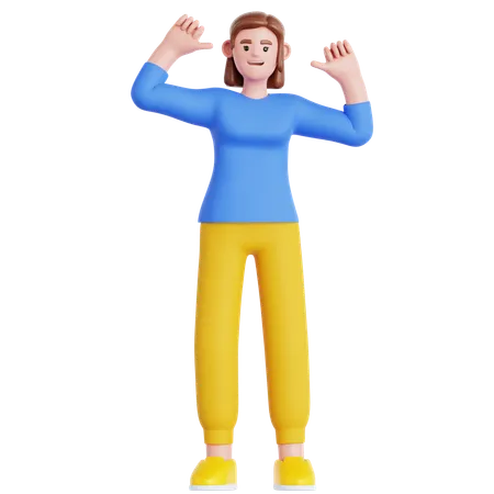 Woman Pointing Himself  3D Illustration