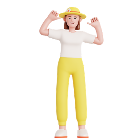 Woman Pointing Himself  3D Illustration