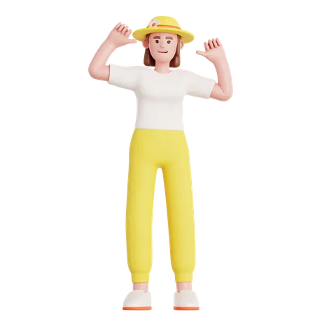 Woman Pointing Himself  3D Illustration