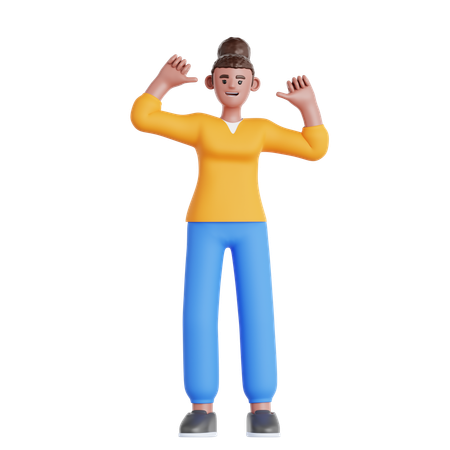 Woman Pointing Himself  3D Illustration