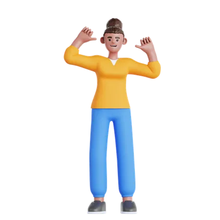 Woman Pointing Himself  3D Illustration